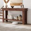 Garvee 54-Inch Long Console Table with Drawers, Wooden Rectangular Entryway Table w/Open Storage Shelf, Sofa Table Behind Couch, Farmhouse Entry Foyer Table for Entryway, Hallway, Living Room(Red Brown)