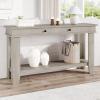 Garvee 54-Inch Long Console Table with Drawers, Wooden Rectangular Entryway Table w/Open Storage Shelf, Sofa Table Behind Couch, Farmhouse Entry Foyer Table for Entryway, Hallway, Living Room(New Grey)