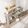 Garvee 54-Inch Long Console Table with Drawers, Wooden Rectangular Entryway Table w/Open Storage Shelf, Sofa Table Behind Couch, Farmhouse Entry Foyer Table for Entryway, Hallway, Living Room(New Grey)