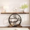 Garvee 55″ Entryway Table, 5-Tier Console Tables for Entryway, Industrial Narrow Sofa Tables with Storage for Living Room, Long Entry Hallway Couch Entrance Table with o-Shaped Metal Frame(Mix Brown)