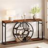 Garvee 55″ Entryway Table, 5-Tier Console Tables for Entryway, Industrial Narrow Sofa Tables with Storage for Living Room, Long Entry Hallway Couch Entrance Table with o-Shaped Metal Frame(Rustic)