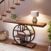 Garvee 55″ Entryway Table, 5-Tier Console Tables for Entryway, Industrial Narrow Sofa Tables with Storage for Living Room, Long Entry Hallway Couch Entrance Table with o-Shaped Metal Frame(Mix Brown)