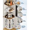 Garvee 72in Corner Wine Cabinet with Power Outlet, Industrial Wine Cabinet w/LED Strip&Glass Holder, 5-Tiers Liquor Cabinets Bar for Home, Small Space, Display Cabinets for, 12 Colors, Mesh Door(White)