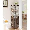 Garvee 72in Corner Wine Cabinet with Power Outlet, Industrial Wine Cabinet w/LED Strip&Glass Holder, 5-Tiers Liquor Cabinets Bar for Home, Small Space, Display Cabinets for, 12 Colors, Mesh Door(Brown)