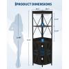 Garvee 72in Corner Wine Cabinet with Power Outlet, Industrial Wine Cabinet w/LED Strip&Glass Holder, 5-Tiers Liquor Cabinets Bar for Home, Small Space, Display Cabinets for, 12 Colors, Mesh Door(Black)