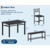 Garvee Farmhouse Kitchen Table Chairs Set for 4–47″ Modern Dining Table for 4 with Bench&Chairs,Storage Shelf&Metal Frame,Space-Saving Design for Dining Room/Kitchen/Apartment (Gray)(Brown)