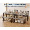 Garvee Farmhouse Kitchen Table Chairs Set for 4–47″ Modern Dining Table for 4 with Bench&Chairs,Storage Shelf&Metal Frame,Space-Saving Design for Dining Room/Kitchen/Apartment (Gray)(Grey)