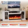 Garvee Fireplace TV Stand with 3-Sided Glass & Adjustable LED Flame,Glass Doors & Storage Shelves for TVs,Electric Fireplace Modern Entertainment Center Console Table Cabniet,for TVs up to 85″,75″(75 inch)