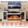 Garvee Fireplace TV Stand with 3-Sided Glass & Adjustable LED Flame,Glass Doors & Storage Shelves for TVs,Electric Fireplace Modern Entertainment Center Console Table Cabniet,for TVs up to 85″,75″(75 inch)