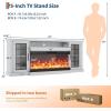 Garvee Fireplace TV Stand with 3-Sided Glass & Adjustable LED Flame,Glass Doors & Storage Shelves for TVs,Electric Fireplace Modern Entertainment Center Console Table Cabniet,for TVs up to 85″,75″(75 inch)
