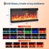Garvee Fireplace TV Stand with 3-Sided Glass & Adjustable LED Flame,Glass Doors & Storage Shelves for TVs,Electric Fireplace Modern Entertainment Center Console Table Cabniet,for TVs up to 85″,75″(75 inch)