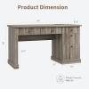 Garvee Fluted Home Office Desk Storage, 54 in Modern Executive Desk with Charging Station, Wooden Computer Writing Desk with File Cabinet & Drawers for Study, Living Room, Bedroom-Burlywood(Grey)