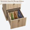 Garvee Fluted Home Office Desk Storage, 54 in Modern Executive Desk with Charging Station, Wooden Computer Writing Desk with File Cabinet & Drawers for Study, Living Room, Bedroom-Burlywood(Burlywood)