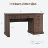 Garvee Fluted Home Office Desk Storage, 54 in Modern Executive Desk with Charging Station, Wooden Computer Writing Desk with File Cabinet & Drawers for Study, Living Room, Bedroom-Burlywood(Brown)