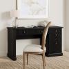 Garvee Fluted Home Office Desk Storage, 54 in Modern Executive Desk with Charging Station, Wooden Computer Writing Desk with File Cabinet & Drawers for Study, Living Room, Bedroom-Burlywood(Black)