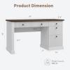 Garvee Fluted Home Office Desk Storage, 54 in Modern Executive Desk with Charging Station, Wooden Computer Writing Desk with File Cabinet & Drawers for Study, Living Room, Bedroom-Burlywood(Brown & White)