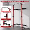 Garvee Folding Squat Rack for Home Gym, 2.36 in x 2.36 in Wall Mounted Foldable Squat Rack with Pull Up Bar, J Hooks and Landmine Attachments, 1000 LBS Capacity Space Saving Weight Power Cage