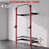 Garvee Folding Squat Rack for Home Gym, 2.36 in x 2.36 in Wall Mounted Foldable Squat Rack with Pull Up Bar, J Hooks and Landmine Attachments, 1000 LBS Capacity Space Saving Weight Power Cage