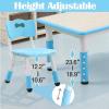 Garvee Kids Table and 6 Chair Set,47 in Modern Height Adjustable Toddler Table and 6 Chairs Set with Non-Slip Desk Legs& Organizer Graffiti Desktop,Preschool Activity Art Craft Tables for 6（Gray(Blue)
