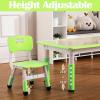 Garvee Kids Table and 6 Chair Set,47 in Modern Height Adjustable Toddler Table and 6 Chairs Set with Non-Slip Desk Legs& Organizer Graffiti Desktop,Preschool Activity Art Craft Tables for 6（Gray(Green)