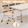Garvee Kids Table and 6 Chair Set,47 in Modern Height Adjustable Toddler Table and 6 Chairs Set with Non-Slip Desk Legs& Organizer Graffiti Desktop,Preschool Activity Art Craft Tables for 6（Gray(Khaki)