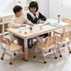 Garvee Kids Table and 6 Chair Set,47 in Modern Height Adjustable Toddler Table and 6 Chairs Set with Non-Slip Desk Legs& Organizer Graffiti Desktop,Preschool Activity Art Craft Tables for 6（Gray(Khaki)