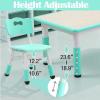 Garvee Kids Table and 6 Chair Set,47 in Modern Height Adjustable Toddler Table and 6 Chairs Set with Non-Slip Desk Legs& Organizer Graffiti Desktop,Preschool Activity Art Craft Tables for 6（Gray(Teal)