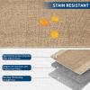 Garvee Modern Bordered Rugs for Living Room 8×10 Washable Rug Large Non Slip Low Pile Soft Carpet Foldable Non-Shedding Woven Printed Floor Cover for Bedroom Playroom Nursery Office Dorm Jute(Lines Jute)