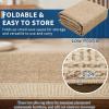 Garvee Modern Bordered Rugs for Living Room 8×10 Washable Rug Large Non Slip Low Pile Soft Carpet Foldable Non-Shedding Woven Printed Floor Cover for Bedroom Playroom Nursery Office Dorm Jute(Lines Jute)