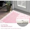 Garvee Modern Bordered Rugs for Living Room 8×10 Washable Rug Large Non Slip Low Pile Soft Carpet Foldable Non-Shedding Woven Printed Floor Cover for Bedroom Playroom Nursery Office Dorm Jute(Border Pink)