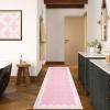 Garvee Modern Bordered Rugs for Living Room 8×10 Washable Rug Large Non Slip Low Pile Soft Carpet Foldable Non-Shedding Woven Printed Floor Cover for Bedroom Playroom Nursery Office Dorm Jute(Border Pink)
