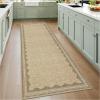 Garvee Modern Bordered Rugs for Living Room 8×10 Washable Rug Large Non Slip Low Pile Soft Carpet Foldable Non-Shedding Woven Printed Floor Cover for Bedroom Playroom Nursery Office Dorm Jute(Border Jute)
