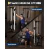 Garvee Wall Mount Cable Station, LAT Pulldown Machines with 19 Positions Dual Pulley System, Cable Crossover Machine with Adjustable Footplate, T-Bar and More Attachments, Workout Equipment Home Gym