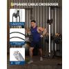 Garvee Wall Mount Cable Station, LAT Pulldown Machines with 19 Positions Dual Pulley System, Cable Crossover Machine with Adjustable Footplate, T-Bar and More Attachments, Workout Equipment Home Gym