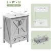 GarveeHome 30 inch Vanity with Ceramic Sink, Modern Bathroom Vanity with 2 Doors and 1 Storage Drawer, Freestanding Bathroom Cabinet with Contemporary Design for Your Bathrooms, White(Grey)
