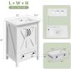 GarveeHome 30 inch Vanity with Ceramic Sink, Modern Bathroom Vanity with 2 Doors and 1 Storage Drawer, Freestanding Bathroom Cabinet with Contemporary Design for Your Bathrooms, White(White)