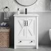 GarveeHome 30 inch Vanity with Ceramic Sink, Modern Bathroom Vanity with 2 Doors and 1 Storage Drawer, Freestanding Bathroom Cabinet with Contemporary Design for Your Bathrooms, White(White)