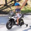 Licensed BMW Electric Police Motorcycle for Kids, 12V Ride On Motorcycle with Training Wheels, 2 Speeds (1.86-4.35mph), LED Headlights, MP3 Player & Storage Box, Gift for Boys & Girls(White)
