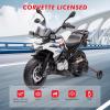 Licensed BMW Electric Police Motorcycle for Kids, 12V Ride On Motorcycle with Training Wheels, 2 Speeds (1.86-4.35mph), LED Headlights, MP3 Player & Storage Box, Gift for Boys & Girls(White)