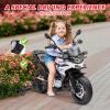 Licensed BMW Electric Police Motorcycle for Kids, 12V Ride On Motorcycle with Training Wheels, 2 Speeds (1.86-4.35mph), LED Headlights, MP3 Player & Storage Box, Gift for Boys & Girls(White)