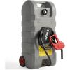15 gal Gas Can, Heavy-Duty Gas Tank and Fuel Caddy with Manual Fuel Transfer Pump, Portable Fuel Tank on Wheels with 10 ft Hose for Lawn Mowers, Cars, Boats, ATVs, Home and Farm Use, Red(Grey 15 Gallon)