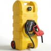 15 gal Gas Can, Heavy-Duty Gas Tank and Fuel Caddy with Manual Fuel Transfer Pump, Portable Fuel Tank on Wheels with 10 ft Hose for Lawn Mowers, Cars, Boats, ATVs, Home and Farm Use, Red(Yellow)