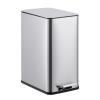 4 Gallon Stainless Steel Trash Can with Soft Close Lid, Step-on Bathroom & Kitchen Garbage Bin, Compact Slim Design with Removable Inner Bucket for Office, Living Room(Silver)