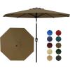 9 ft Patio Umbrella – 8 Sturdy Ribs Outdoor Table Umbrella with Crank Lift & Push Button Tilt – Market Umbrella for Pool, Deck, Yard, Garden -Navy blue & White Stripe(Taupe)