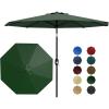 9 ft Patio Umbrella – 8 Sturdy Ribs Outdoor Table Umbrella with Crank Lift & Push Button Tilt – Market Umbrella for Pool, Deck, Yard, Garden -Navy blue & White Stripe(Dark Green)