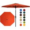 9 ft Patio Umbrella – 8 Sturdy Ribs Outdoor Table Umbrella with Crank Lift & Push Button Tilt – Market Umbrella for Pool, Deck, Yard, Garden -Navy blue & White Stripe(Orange)