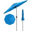 9 ft Patio Umbrella – 8 Sturdy Ribs Outdoor Table Umbrella with Crank Lift & Push Button Tilt – Market Umbrella for Pool, Deck, Yard, Garden -Navy blue & White Stripe(Azure)