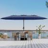 Garvee 15 ft Rectangular Patio Umbrella with Base Included – Large Patio Umbrella with Crank Handle, UV Protection for Outdoor Market, Backyard, Pool – Navy Blue(Navy Blue)