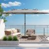 Garvee 15 ft Rectangular Patio Umbrella with Base Included – Large Patio Umbrella with Crank Handle, UV Protection for Outdoor Market, Backyard, Pool – Navy Blue(Grey)