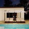Garvee 15 ft Rectangular Patio Umbrella with Base Included – Large Patio Umbrella with Crank Handle, UV Protection for Outdoor Market, Backyard, Pool – Navy Blue(Beige old)